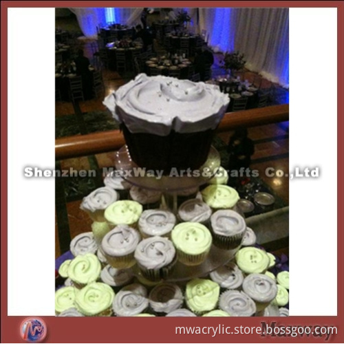 Clear Round Promotional Acrylic Wedding Cupcake Stand Rack